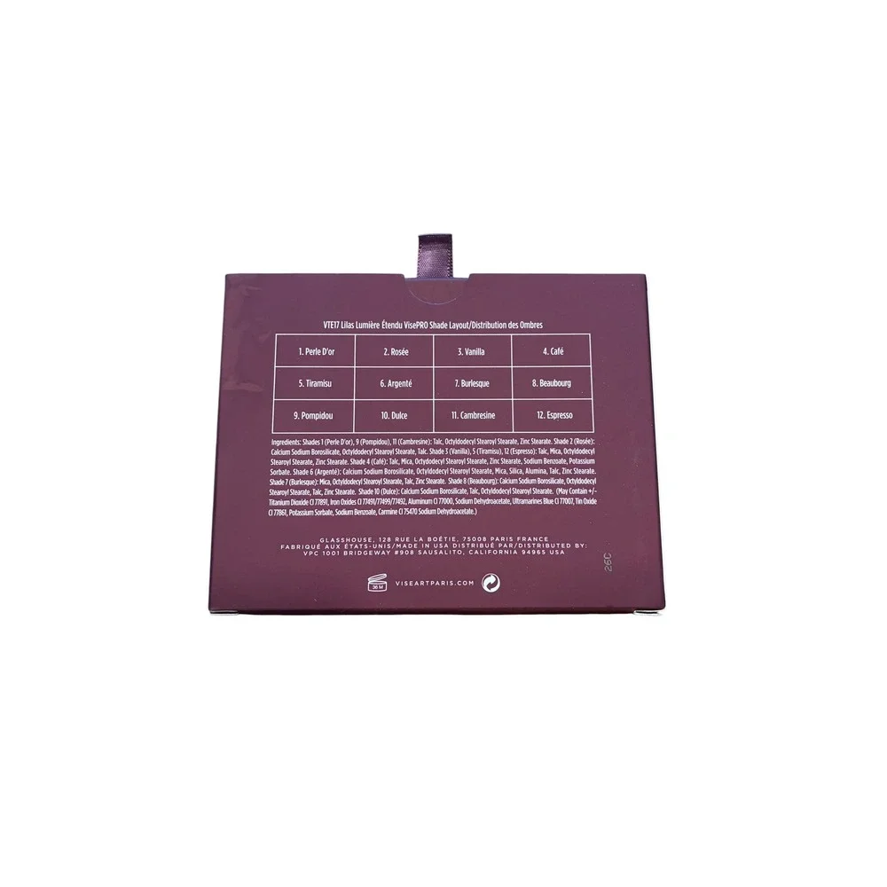 Viseart Paris Lilas Lumiere 12 Shade Professional Makeup Palette New